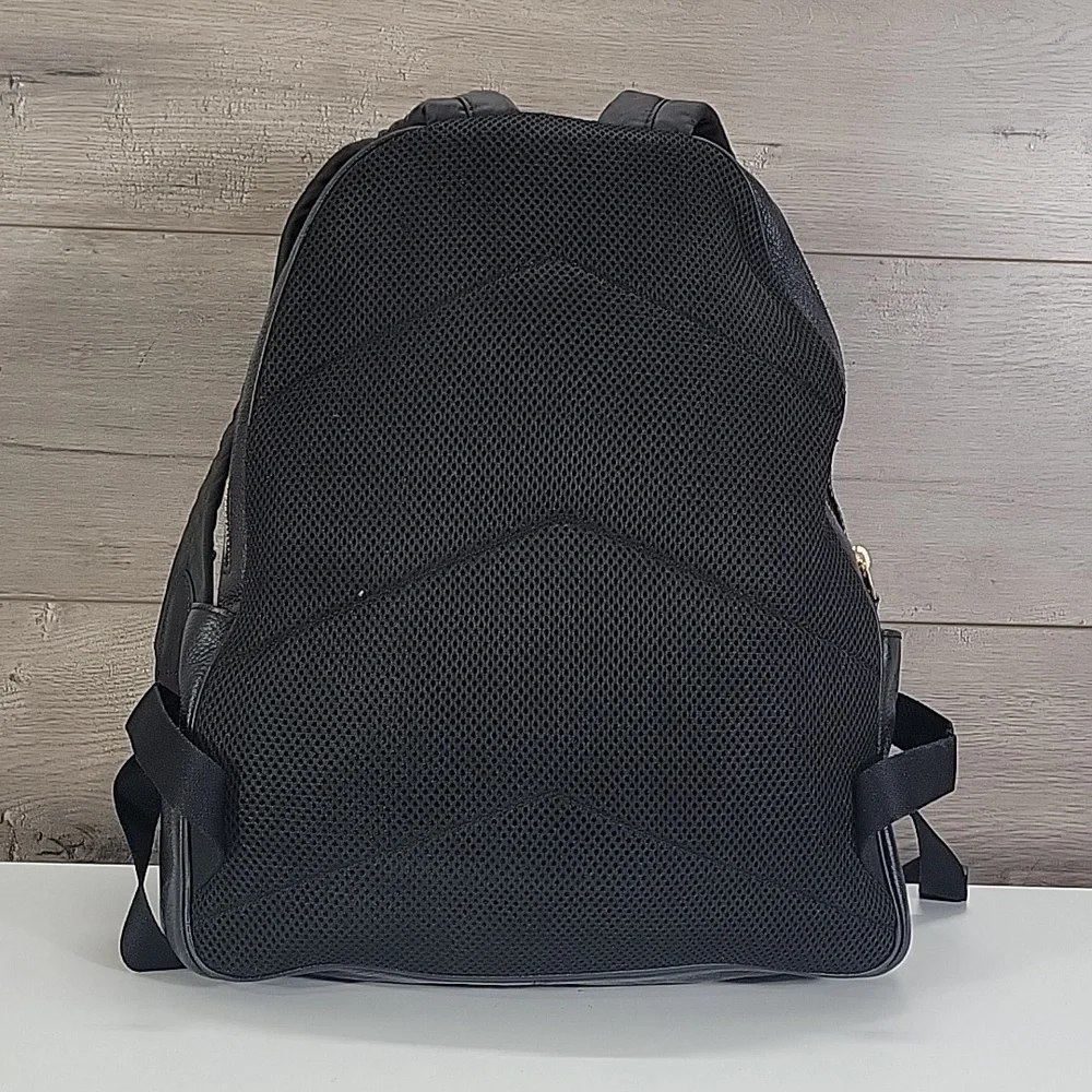 Coach Black Pebbled Leather Laptop Backpack with Gold-Tone Logo 5869